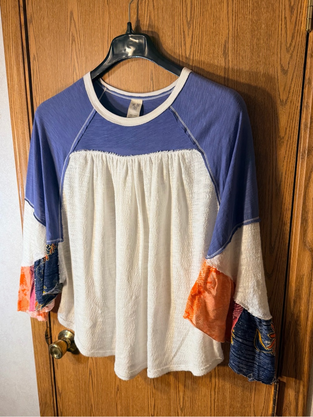 We The Free by Free People “Friday Fever” Boho Patchwork Peasant Blouse - Picture 3 of 8